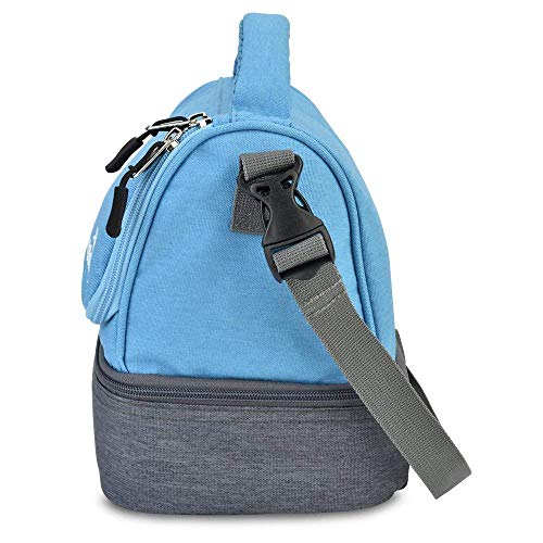Lunchbots Duplex Insulated Lunch Bag - Dual Section Design Fits Uno, Duo, Trio, Quad, Rounds, Bento Cinco Perfectly - Roomy Thermal Lunch Bag - Aqua #TOP1