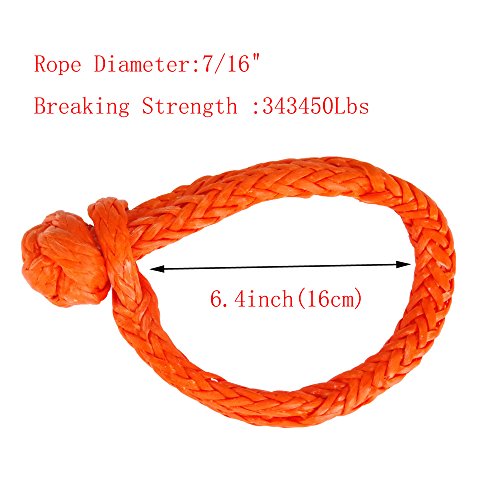 Image of UHMWPE 7 /16 inch Soft Shackle Heavy Duty for 4 Off-Road ATV UTV Winch Ropes-Orange Color