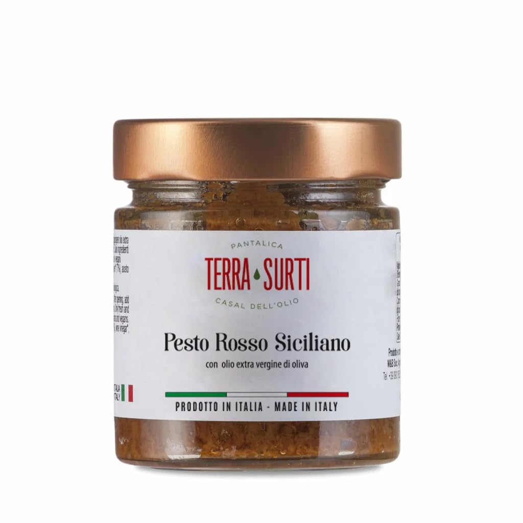 TERRA SURTI Selection de Pestos et Sauces Siciliennes, Assortiment de 4 Pots, 190 g Chacun.