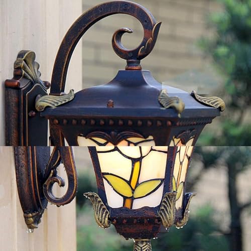 Lampe murale extérieure en vitrail méditerranéen et lanterne à suspension - 4