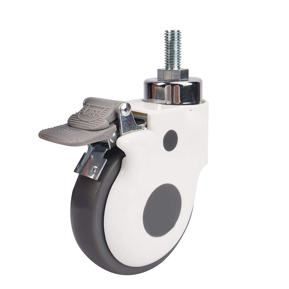 4 Ruedas giratorias para Hospital carretilla 3'' 75 mm / 4'' 100 mm Hilo M8 / M12 Tarea pesada ruedas con freno 360kg Silencio Caucho Ruedas giratorias Para muebles y transporte industrial.
