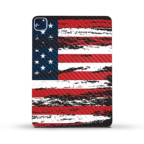 Image of MightySkins Carbon Fiber Skin Compatible with Apple iPad Pro 11 inch M2 4th Gen (2022) Full Wrap Kit - Tattered Flag | Protective, Durable Textured Carbon Fiber Finish | Easy to Apply | Made in The USA