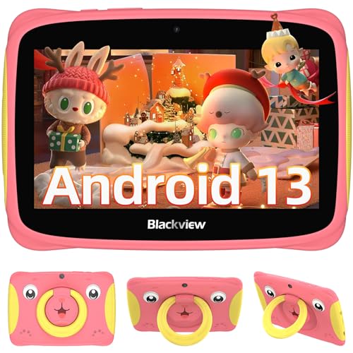 Blackview Tablet para Niños 7 Pulgadas, Android 13 Tablet Tab3Kids, 4GB RAM 32GB ROM Tablet, Google GMS/Control Parental/Doble Cámara/BT 5.0/Wi-Fi/Niños Tablet Infantil con Funda