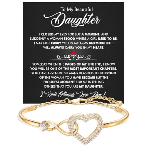 Larvincy To My Daughter Bracelet From Mom & Dad With Heartfelt Message & Elegant Box, Jewelry Gift For Women From Mother Father On Graduation, Birthday, Wedding, Christmas & More