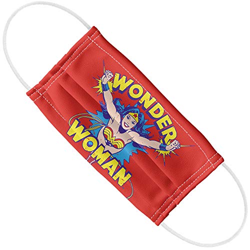 Popfunk Wonder Woman Flying Through 1-Ply Reusable Face Mask Covering with Adjustable Nose Wire, Unisex