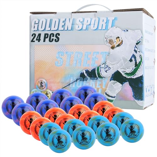 Golden Sport Street Hockey Balls - 24 Pack Outdoor Roller Balls for Games
