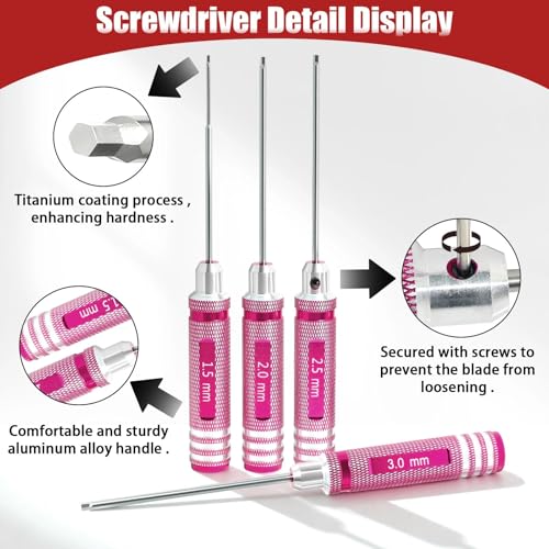RC Hex Driver Set 1.5mm 2.0mm 2.5mm 3.0mm, Precision RC Screwdriver Tool Kit for SCX24 TRX4M TRX4 SCX10 Axial Traxxas ARRMA RC Crawler Cars — view 5