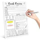 L1rabe Book Review Notepad - 100th Day of School 50 Sheets Reading Journal Pad for Notes Tracking, Readers Bookish Reading Club Gift for Book Lover Bookworm Students Teachers Kids to Review Tracker
