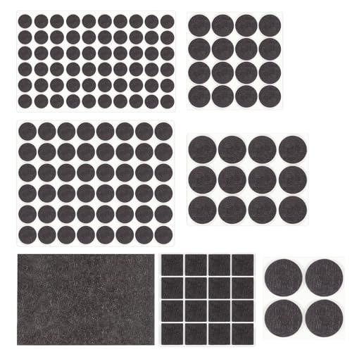 HNR Patins en Feutre, 157 Pièces Auto-Adhésifs Patins pour Meubles, 3mm Épaisseur, Patin Chaise pour la Maison sur la Protection du Sol (Marron)