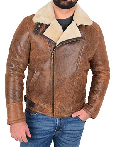 Veste de vol marron antique x-zip b3 avec doublure shearling chaude en mouton