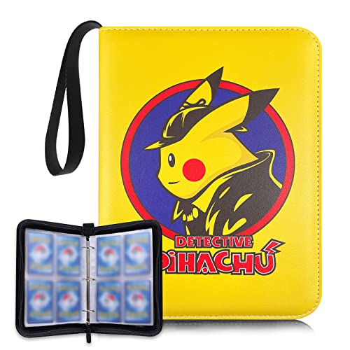 Trading Card Binder for Pokemon Cards, Card Collector Album with Sleeves, Fits Up to 400 Game Cards, Zipper Carrying Card Organizer Book for Boys, Girls