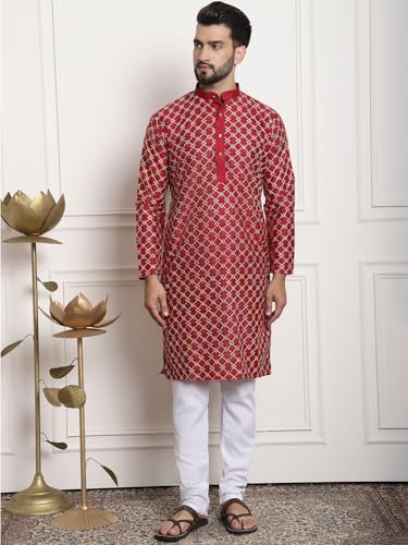 Image of SOJANYA (Since 1958 Men's Silk Blend Kurta and Pyjama with Nehru Jacket