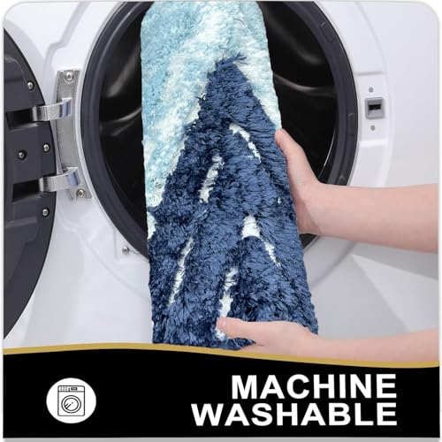 Image of Venice Soft Microfibre Solid Mat for Office /Floor /Home /Bathroom /Bedroom /Kitchen (40x60 cm) 2000 GSM Super Absorbent Anti-Skid Bath Mats (Pack of 1) Navy Blue