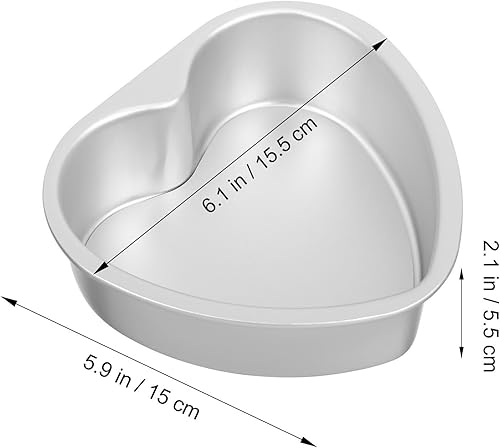 Miniatura 2 de Molde de aluminio para tartas en forma de corazón de 6 pulgadas para bodas, fiestas de cumpleaños, molde pequeño en forma de corazón para 1-2