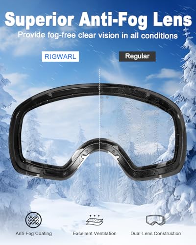 image for RIGWARL Ski Goggles Women Men, 100% UV Protection Anti Fog Snow Goggle