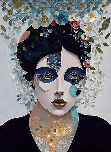 Affiches sur toile peinture portrait deco murale salon SERENDIPITP 58 x 90 cm