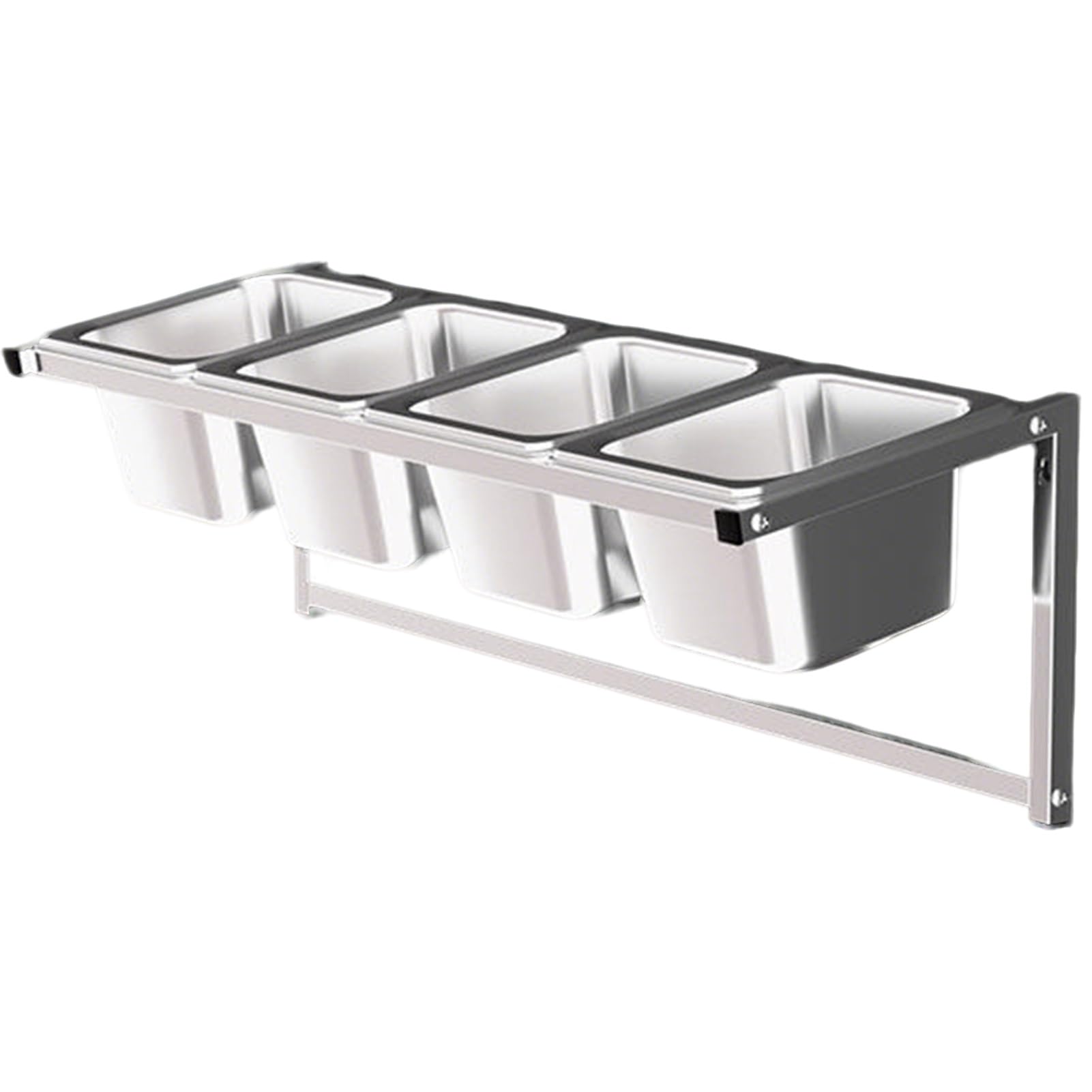 WDSOPK Stainless Steel Spice Rack Set With Pans& Lids& Spoon Wall mounted Seasoning Shelf Restaurant Countertop Holder For Seasoning Sauce Salad Jam Fruits Ingredients 4pcs C (10cm(4in) 4pcs)