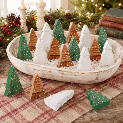RattanView 18 Pcs Christmas Tree Wooden...