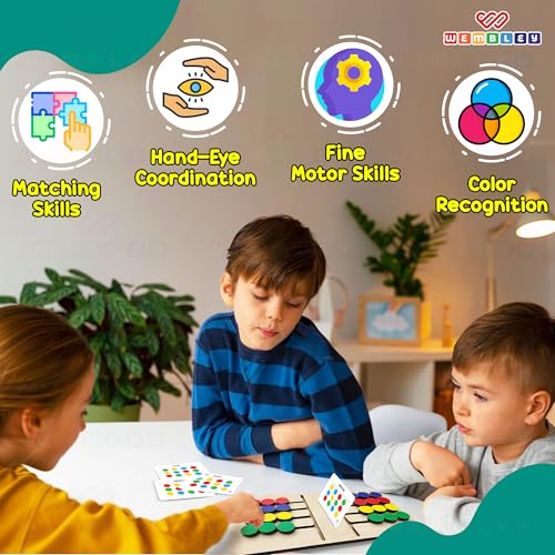 Image of Wembley Montessori Slide Puzzle for Kids 4-8 Years | Wooden Color & Pattern Matching STEM Educational Learning Toy | Brain Teaser Logic Activity | 2 Player Indoor Game | Birthday Gift for Boys & Girls