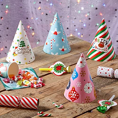 THE TWIDDLERS - 24 Christmas Cracker Party Hats in Assorted Festive Designs for Kids and Adults Photo Props for Xmas Parties Costume Party Accessories - 20cm x 15cm