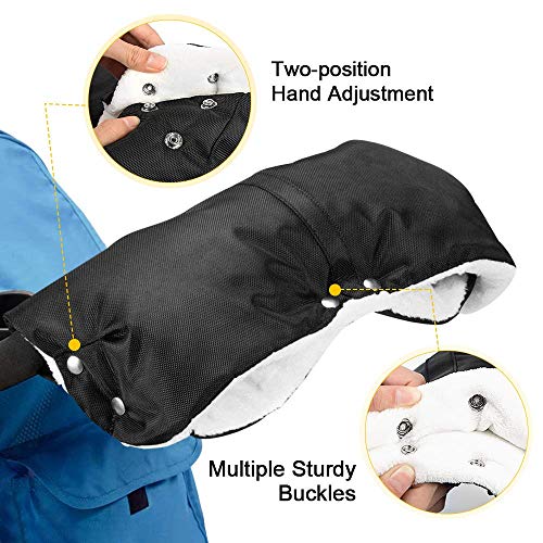 Aoreun kinderwagen handwärmer, muff kinderwagen mit Fleece Innenseite Winter Atmungsaktiv Wasserfest Winddicht Handmuff für Kinderwagen, Buggy, Radanhänger Universalgröße- Schwarz