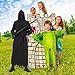 Udekit Grim Reaper Halloween Cosplay Costume with Death Scythe, Glowing Glasses and Mask for Kids at Age 4 to 7
