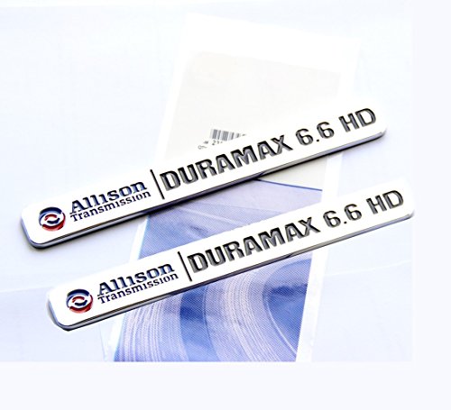 Image of Yoaoo 2Pack OEM Allison Transmission 6.6Hd 6.6 Hd Vortec Badge Emblems Compatible with 2500Hd 3500Hd Silverado Sierra Truck Chrome Black