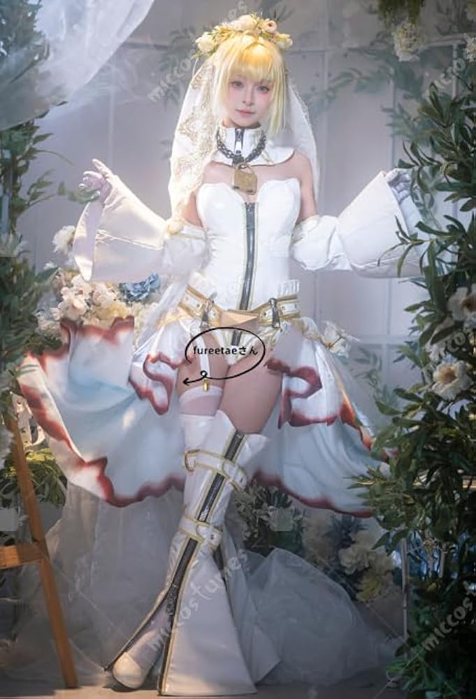 FGO Fategrandorder ネロ　花嫁　コスプレ衣装　ウェディング Amazon.co.jp: [FUREETAE] M FGO ネロ・クラウディウス ブライド