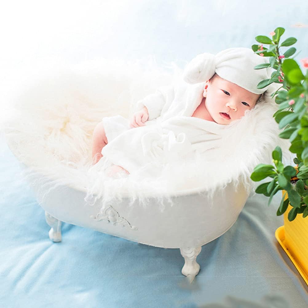 ABOOFAN 1pc Filming Bathtub Props Photo Prop for Baby Bathtub Decorations Baby Photoshoot Props Tub Chic Bathtub Prop Dollhouse Bathtub Baby Photo Prop Tub White Crafts Iron Newborn Metal