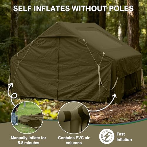 Image of Inflatable Tents for Camping,Easy Blow Up Tent with Hand Pump,4 Seasons Waterproof Air Inflatable Camping Tent House for Family Weekend Camping