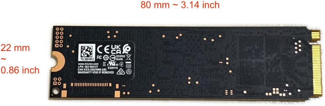 Micron SSD 2TB 3400 M.2 2280 NVMe PCIe 4.0 Gen4 x4 MTFDKBA2T0TFH Solid State Drive for Laptop Desktop Ultrabook