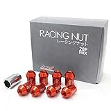 【色選択】デュラックス(Durax) 軽量 アルミホイールナット レーシングナット M12 P1.5 袋ナット ショートタイプ ロックナット付き 20個セット [オレンジ]