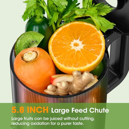 Juicer Machines, 5.8" Wide Feed Chute Cold Press Juicer for Whole Vegetables & Fruits, High Juice Yield, BPA Free (Slivery) - Image 3
