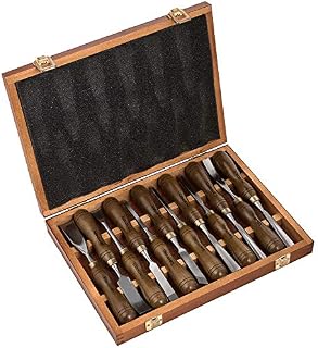 IMOTECHOM 12-Pieces Woodworking Wood Carving Tools Chisel Set with Walnut Handle, Wooden Storage