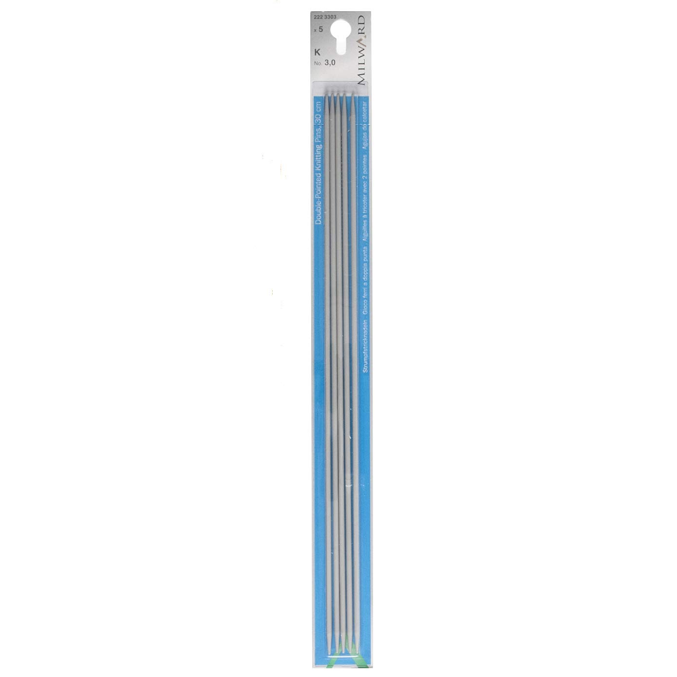 Double Point Knitting Needles, Set of Five, 30cm, 3,0mm