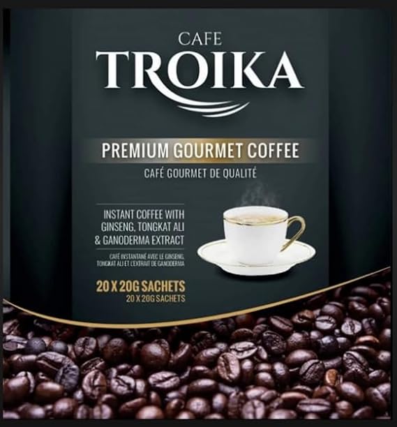EDMARK ZERO Troika Low Sugar Ginseng Coffee | 94% Less Sugar, Aspartame-Free Medium Roast Instant Coffee Blend | Healthy Daily Energy & Wellness Drink | Proprietary Sweetener Formula (Pack of 20)