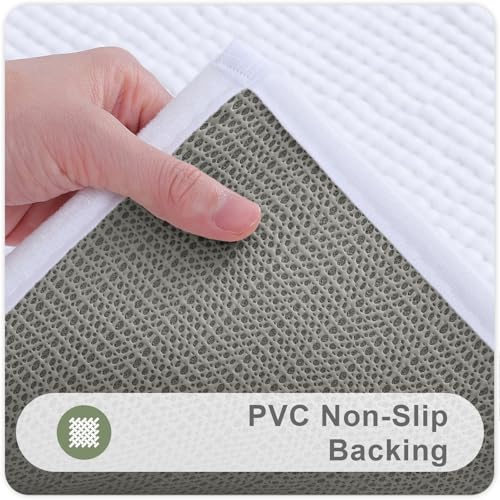 Kitinjoy Non Slip Chenille Bath Mat, Extra Soft Bathroom Mat, Super Absorbent Fluffy Bath Mats for Bathroom, Machine-Washable Quick Dry Bath Rug Foot Mat, 16"x24", White by Kitinjoy - Used condition - Image 4