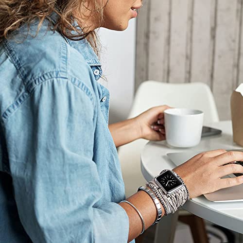 V-Moro Wrap Hobo Bracelet Compatible With Apple Watch Bands 45Mm/44Mm/42Mm Series 8/7/6/Se Dressy Multilayer Bracelets Posh Suede Leather Strap Replacement For Iwatch Series 5/4/3/2/1-Gray,For 6.4-7.1" Wrist #TOP2