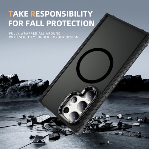 THBONRA for Samsung Galaxy S23 Ultra Case Magnetic Compatible with MagSafe Support Wireless Charger,Built-in Camera Cover Kickstand+with Screen Protector,Military Grade 360°Full Phone Protection Black by THBONRA - Used condition - Image 5