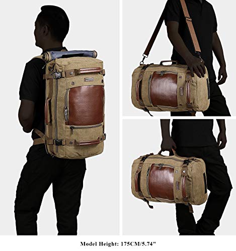 WITZMAN Men Travel Backpack Canvas Rucksack Vintage Duffel Bag A2021 (21 INCH Light Green)