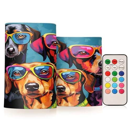 ALAZA Dog (72) Flickering Flameless Candles Battery Operated with Remote Timer,Tea Light Candles LED Pillar Votive Candles Set of 2 for Outdoor Indoor Decorations