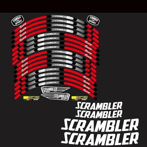NMBZVE Felgenaufkleber Motorrad-Radaufkleber Reflektierende Radaufkleber Abziehbilder Reflektierende Felgen Für Ducati Für Scrambler 400 800 1100(Style 1)