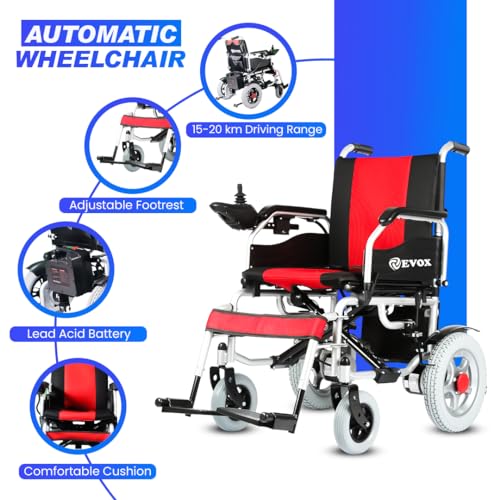 Image of EVOX Electric Wheelchair with (24 V 20AH) 12-15 km per charge, Durable & Long Lasting, Weight Bearing Capacity -100kg | Lithium Ion Battery For Elderly and Specially-abled WC-105, 1 Year Warranty