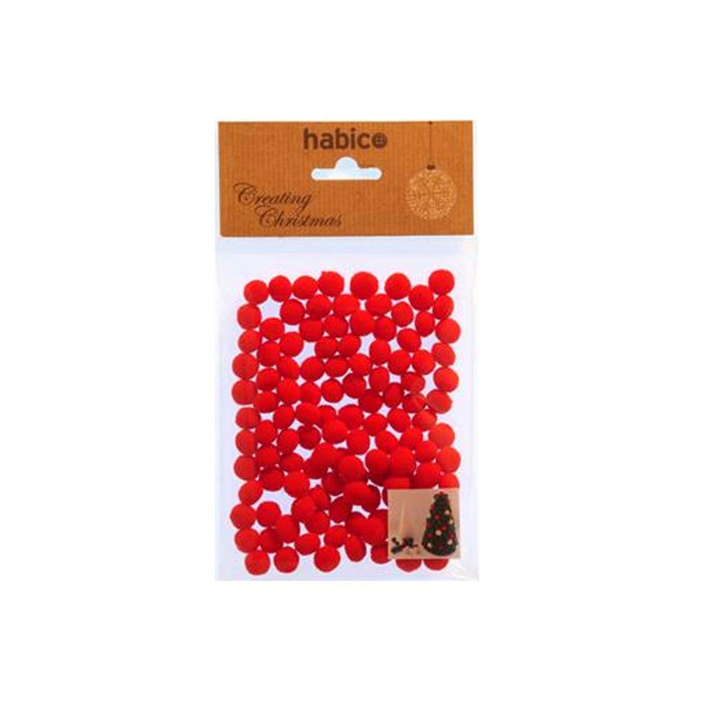 Habico Red Mini 5Mm Christmas Pom Pom -Pack Of 120