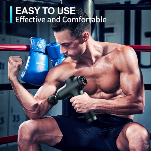 Zongym Massage Gun Deep Tissue, Percussive Muscle Massager, 30 Speeds Quiet Brushless Motor Handheld Massager For Muscle Neck Back Shoulder, Lcd Touch Screen, 6 Heads And Carrying Case - Matte Black #TOP6