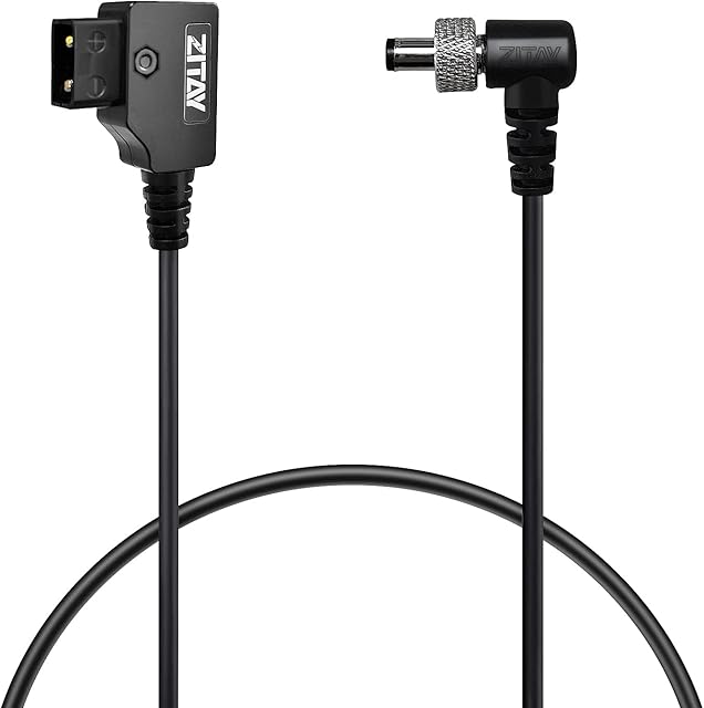 ZITAY D-Tap to DC 12V Power Cable Angle DTap DC 2.5x5.5mm for Atomos Ninja Shogun Blackmagic Video Assist Monitor Hollyland Mars 400s Lectrosonics Receiver