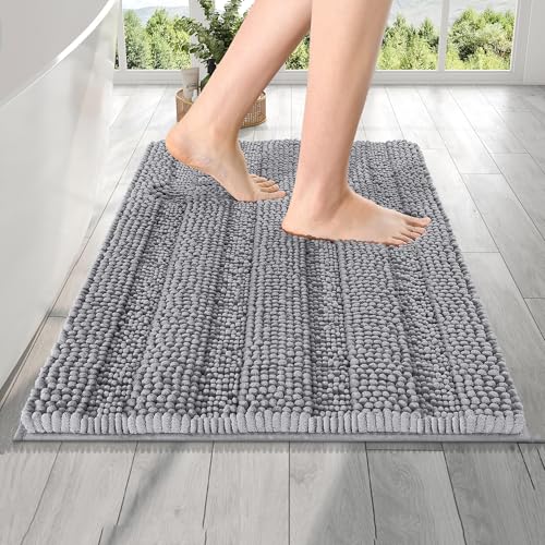 OLANLY 24x16 Chenille Bath Rug with Rubber Backing