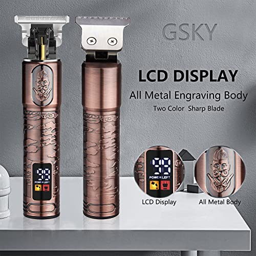 Gsky Professional Hair Clippers For Men, Cordless Trimmer Beard Trimmer Edgers Clippers For Hair Cutting T-Blade Hair Liners With Oil Battery Charging Display For Barber, Home(Red, 1Pc) #TOP5