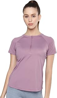 FITKIN Women's 1/4 Zip Slim fit|Half Sleeves|Quick Dry Sports T-Shirt Price In India