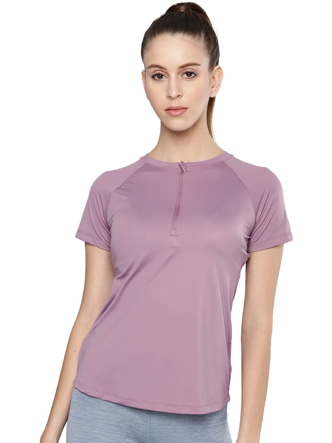 fitkin Women's 1/4 Zip Slim fit|Half Sleeves|Quick Dry Sports T-Shirt-picture-32